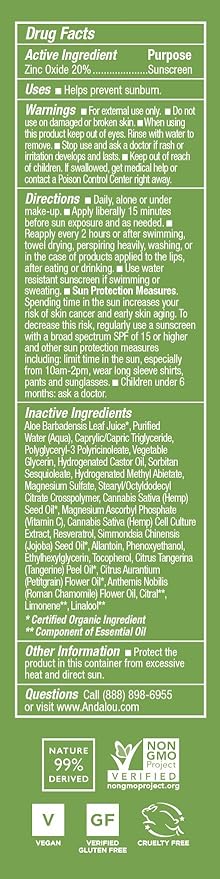 Andalou Naturals Face Sunscreen, CannaCell Sun Buddy SPF 2.7 Fl Oz