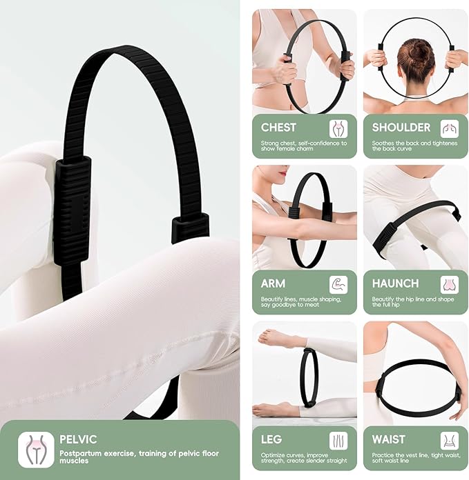 Yoga Pilates Resistance Ring for Leg and Butt Training, Portable Exercise Equipment with Anti-Slip Silicone, Home and Office Workouts, Postpartum Toning