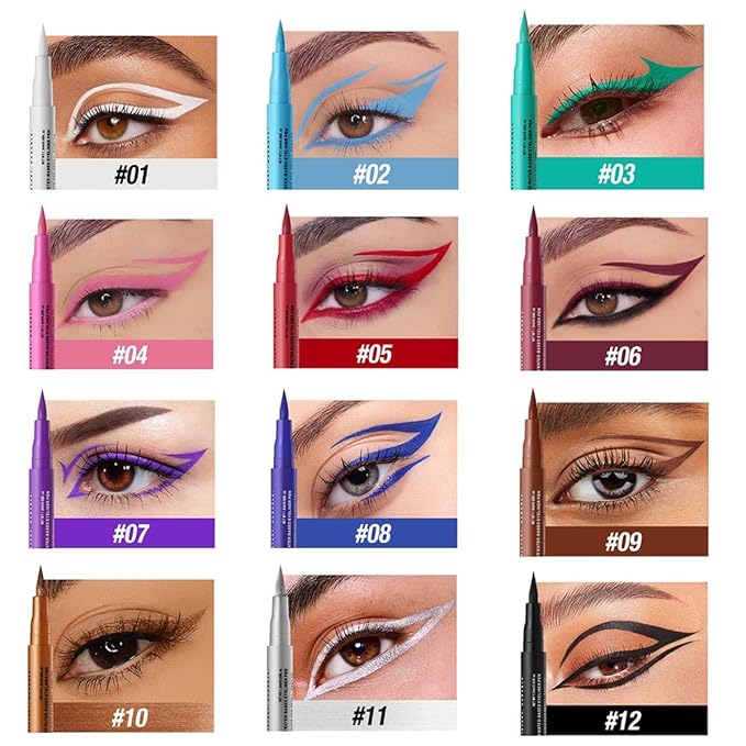 Blue Eyeliner Waterproof Retractable Eyeliner Pencil Long Lasting Smudge-proof Hypoallergenic (08# Blue)