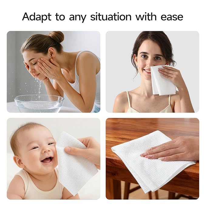 ECOLOOK Face Towels XL Travel Pack, 3-Box (12 Count Each)| Thickened Disposable Face Towels for Travel| TSA-Friendly,Premium Dry Wipes for Sensitive Skin & Makeup Removal