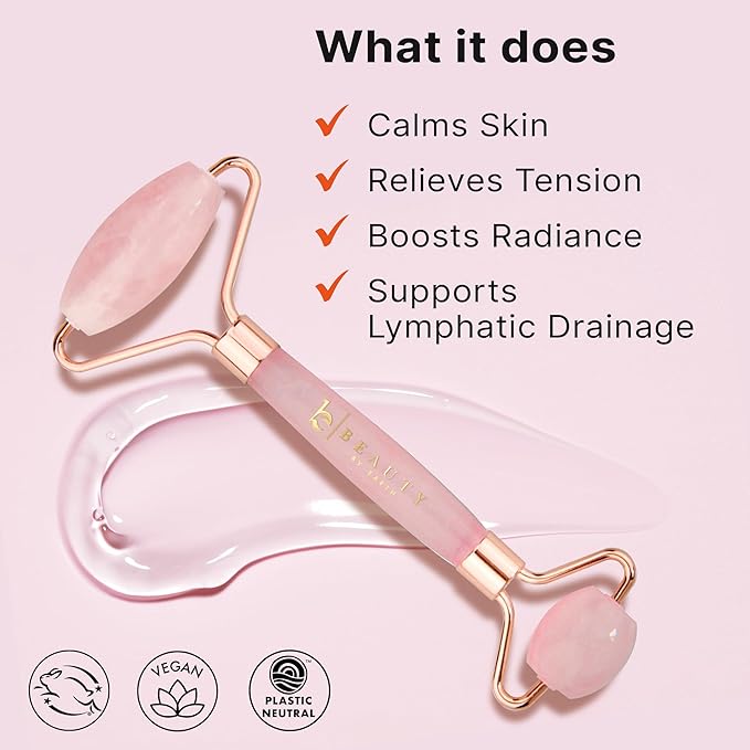 Rose Quartz Face Roller - Relaxation Gifts for Women, Skin Care Tools for Fine Lines and Wrinkles, Teenage Girl Gifts, Beauty Gift Ideas, Face Massager Tools, Facial Tool, Self Care Gift for Women