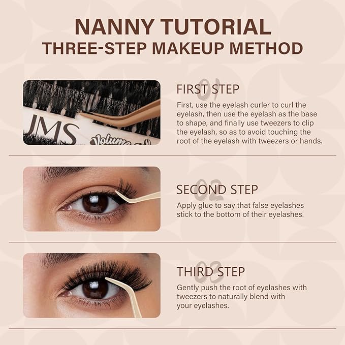 JMS&JMS Lash Clusters Kit 100D+200D Thick Cluster Lashes 3D Effect Eyelash Clusters Kit 10-18mm Volume Eyelash Clusters D Curl 3D Wispy Lash Clusters DIY Lash Extension Kit