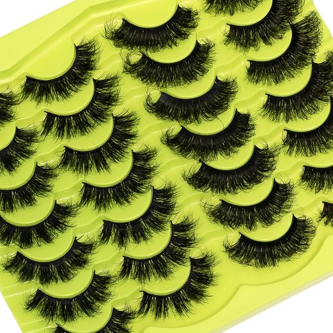 False Eyelashes Fluffy Mink Lashes 20mm Stirps Lash 2 Styles Mixed Volume Eyelashes 14 Pairs 8D Cat Eye Lashes D Curl Dramatic Soft Eyelash 25mm Big Long Lash Pack That Look Like Extensions