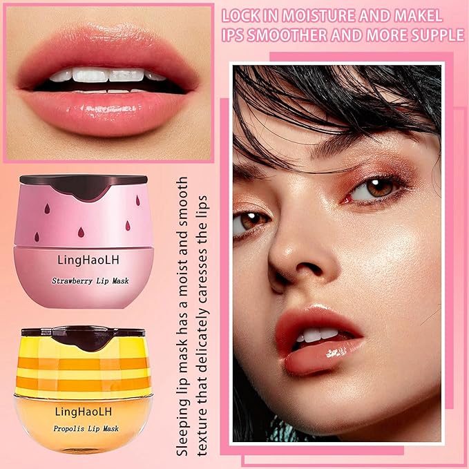 2PCS Bee Lip Balm,Hydrating Honey Pot