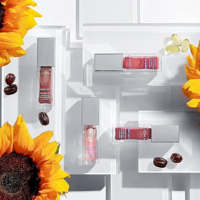 Sigma Beauty Renew Lip Oil – Tinted Lip Oil with Luxurious High-Shine Color and Long Lasting Hydration for Soft, Supple Lips, Non Sticky Lip Oil w/Nourishing Antioxidants (Tranquil, Fresh Pink Sheen)