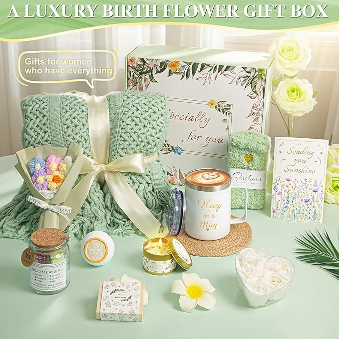 Valentines Day Gifts for Her Women Girlfriend Wife Daughter, 11 Pcs Birthday Gifts for Women Mom Her Best Friend Sister Grandma, Self Care Gift Get well Relaxing Spa Thank you Sympathy Gift Basket Set