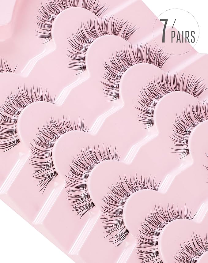 Onlyall Natural False Lashes Wispy Fake Eyelashes 7 Pairs B80
