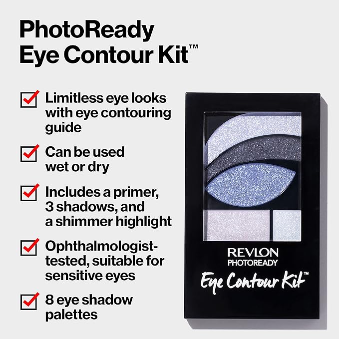 REVLON PhotoReady Eye Contour Kit, Eyeshadow Palette with 5 Wet/Dry Shades & Double-Ended Brush Applicator, Avant Garde (525), 0.1oz