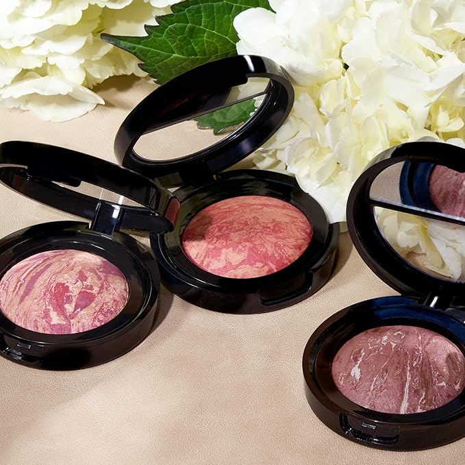 LAURA GELLER NEW YORK Baked Blush-n-Brighten Marbleized Blush + Angled Brush (05 Sunswept, 47mm)