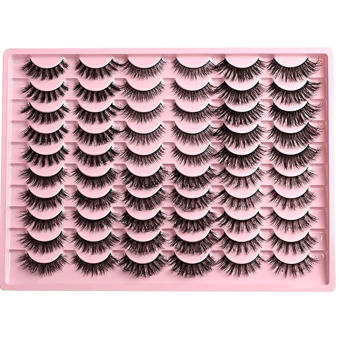 FARRED Lashes Natural False Eyelashes 6 Styles Wispy Strip Lash Pack 30 Pairs Cat Eye Fake Mink Eyelash Strips Short Fluffy Wispies Easy Lashes for Beginners Eye Lash Natural Looking for Daily Makeup