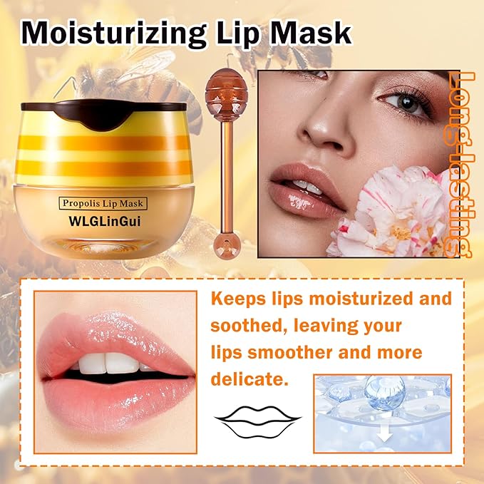2PCS Bee Lip Balm Honey Pot,Hydrating