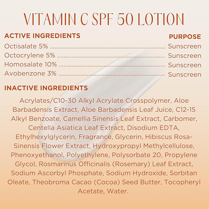 InstaNatural Skin Care Vitamin C SPF 50 Broad Spectrum Sunscreen Lotion, Brightening, Lightweight, Non-Greasy Moisturizer, UVA, UVB Sun Protection Sunblock, with Aloe Vera & Botanicals, 5 Fl Oz