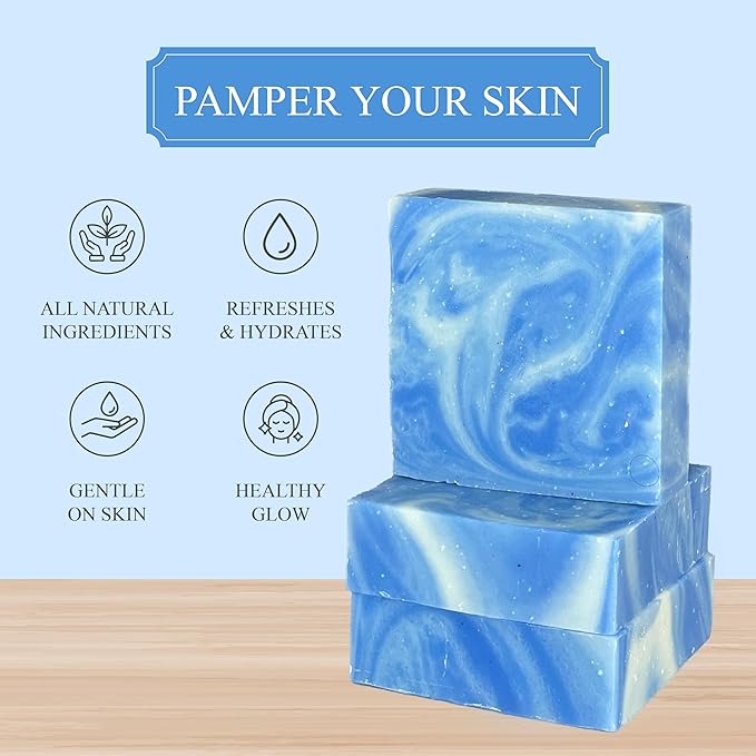 Dr. Wally's Handcrafted Soap Ocean Mist 5 oz Bar, with Shea Butter and enrich with Olive Oil, All Natural - Cold process - 100% Handmade - Made in USA, pack of (3) (ocean mist)