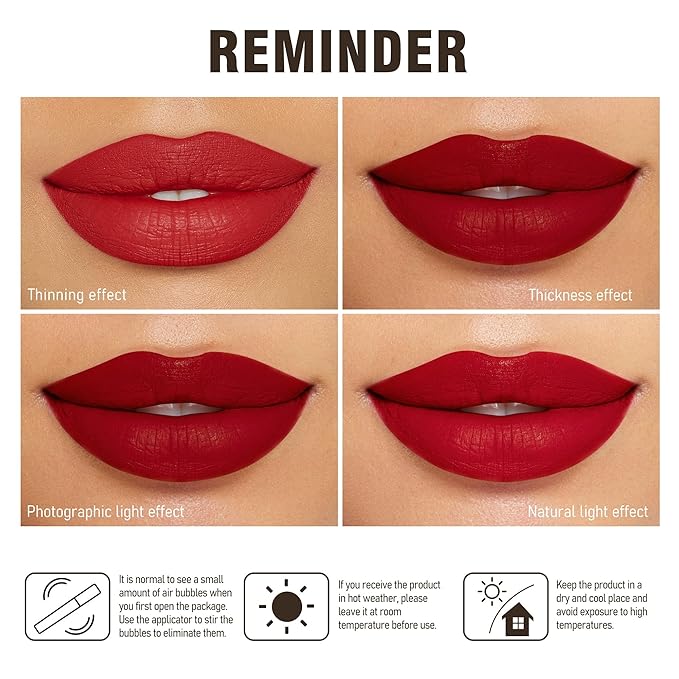 Depuplum 3Pc Matte Liquid Lipsticks for Women, Dark Brown Lipstick Red Lisptick Pink Lipstick, Cruelty Free Long Lasting Lip Makeup (DM15+DM05+DM26)