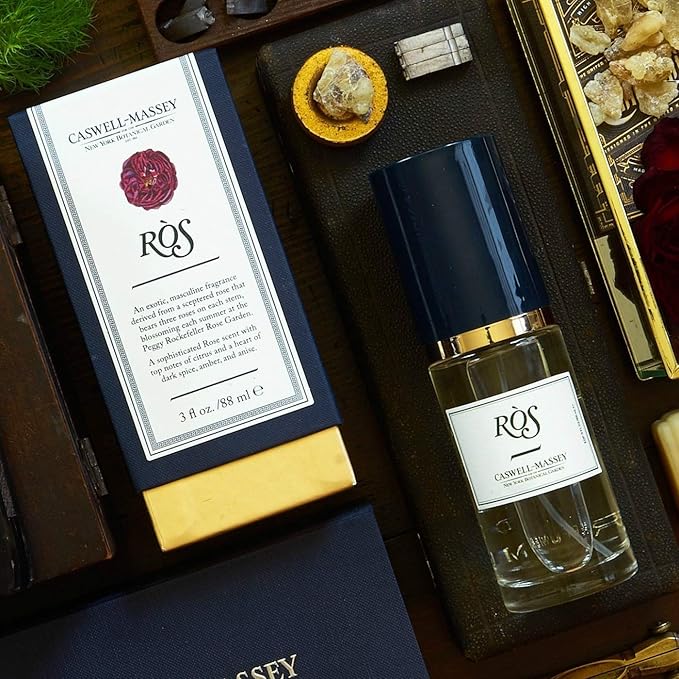 Caswell-Massey RÒS Eau de Parfum Floral Spicy Amber Cologne for Men Infused With Essential Oils, Made in USA, 3.0 Fluid Ounces