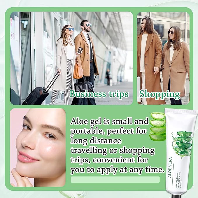 WENJLYJ 8PCS Aloe Vera Gel for Face & Skin,Organic Aloe Vera Gel,Hydrating After Sun Cream for Travel Size,Moisturizing Lotion for Skincare,After Sun Lotion for All Skin Type(C)