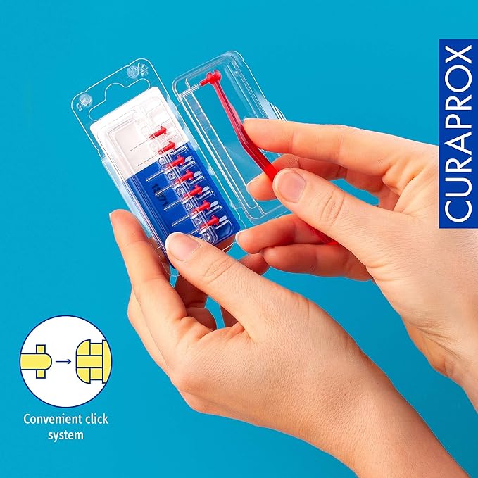 Curaprox CPS 07 Prime Refill Pack Interdental Brushes, 0.7mm to 2.5mm, Red (8 Pack)