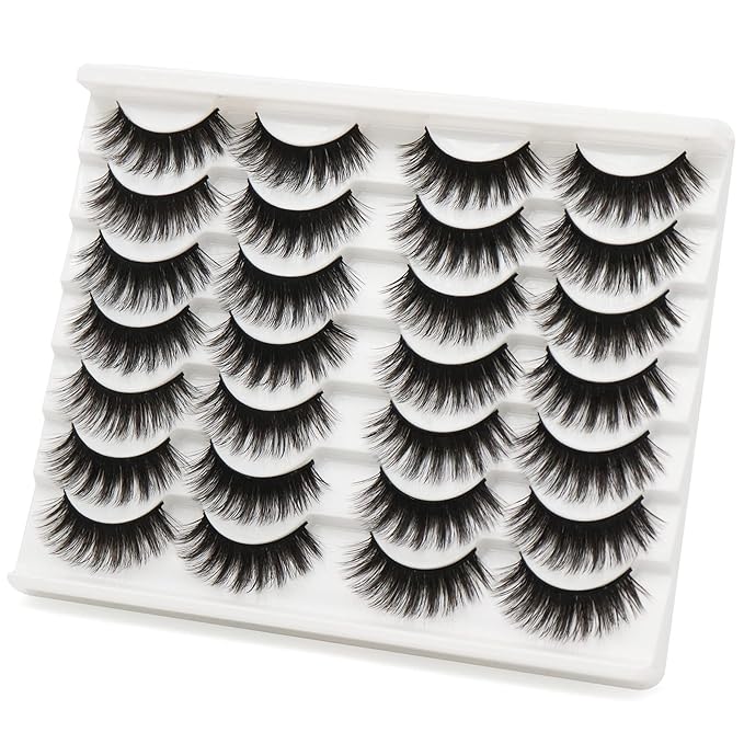 Losha Eyelashes Natural Look Faux Mink Lashes Pack Handmade Fluffy False Eyelashes 14 Pairs Eye Lashes (70)