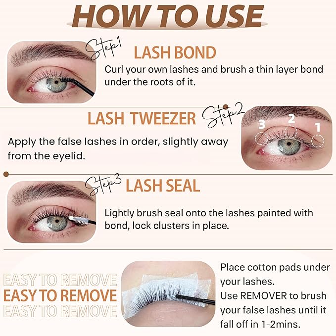 TOOCHUNAG Natural Lash Clusters Eyelash Extensions Wispy Individual Lashes Clusters C Curly Organized Eyelash Clusters 9 Pairs 8-14mm DIY Cat Eye Lash Extension