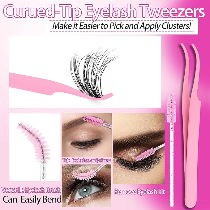 YlDUO Lashes Clusters Kit 7 style Mix Clusters Eyelashes Extensions 835Pcs C-Curl Volume Lashes Clusters Kit 9-18mm Wispy DIY Individual Fake Eyelash Extensions Kit DIY at Home Easily