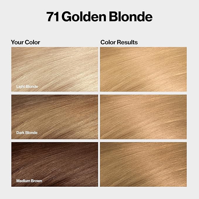 Revlon ColorSilk with Bond Repair Complex, Blonde Permanent Hair Color, 100% Gray Coverage, Ammonia Free Hair Dye, Vegan Keratin, 71 Golden Blonde (Pack of 3)