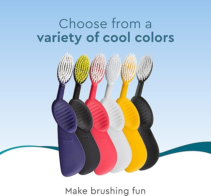 RADIUS Flex Brush with Soft Bristles Toothbrush BPA Free & ADA Accepted Designed to Improve Gum Health & Reduce Issues - Right Hand - Yellow/White - Pack of 1