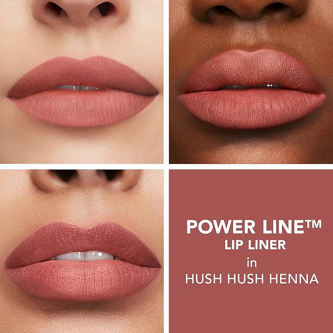Buxom Full On Glossy Lip Oil in White Russian Power Line Plumping Lip Liner in Hush Hush Henna