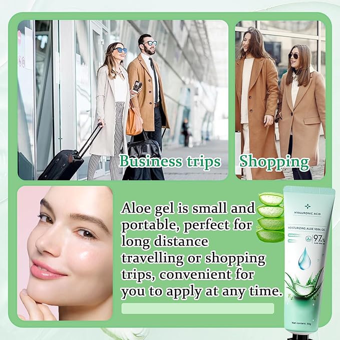 WENJLYJ 8PCS Aloe Vera Gel for Face & Skin,Organic Aloe Vera Gel,Hydrating After Sun Cream for Travel Size,Moisturizing Lotion for Skincare,After Sun Lotion for All Skin Type(E)