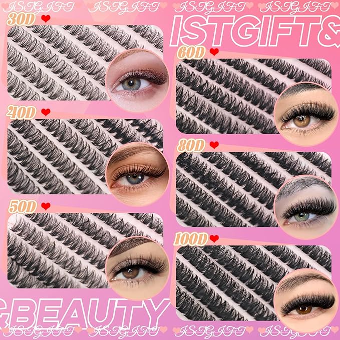 Lash Clusters Kit, 560 Pcs Eyelashes Clusters Kit 9-16mm Individual Lash Extension Kit D Curl Fluffy Wispy False Eyelashes (30D+40D, Lash Clusters)