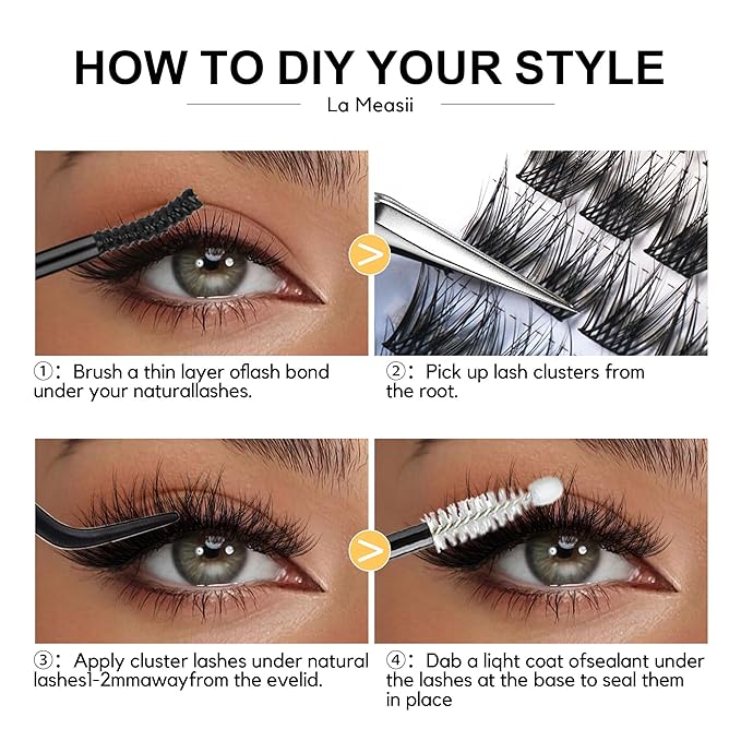 144Pcs Lash Clusters, Volume Eyelash Clusters, C Curl 10-14mm Individual Lashes Eyelash Extension,Large Tray(PL01)
