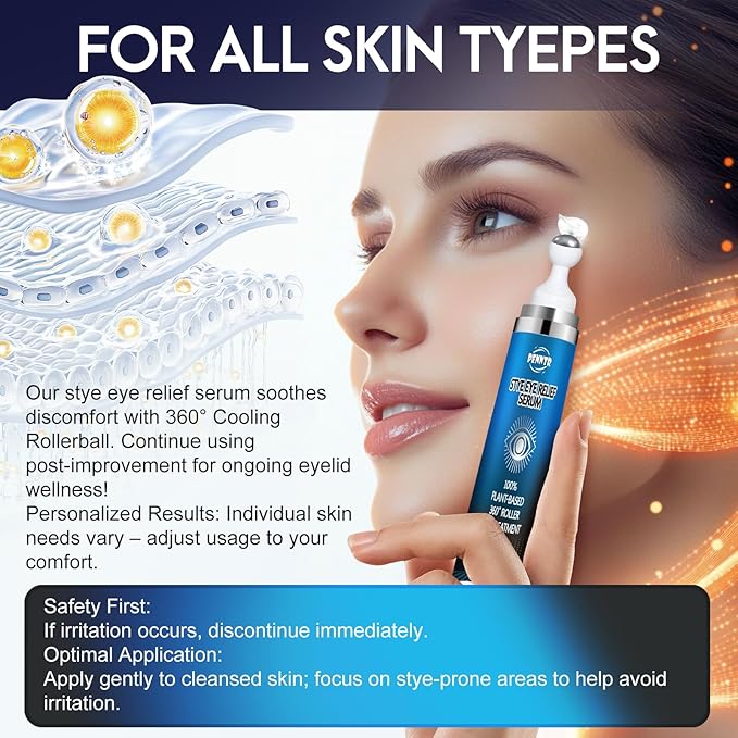 Stye Eye Treatment, Eye Serum for Stye, Chalazions & Blepharitis Roller Serum, Natural and Plant-based Formula (1 Fl Oz)