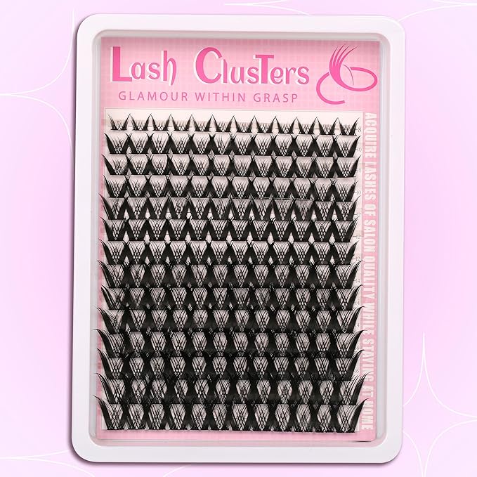 Lash Clusters Kit Manga 8-16mm Light-Volume Natural Wispy Eyelash Clusters C/D Curl Eyelash Extension Kit Spiky Cat Eye Individual Lash Eyelash Clusters with 0.05mm Ultra-Thin Black Band