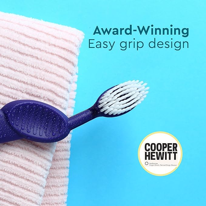 RADIUS Flex Brush with Soft Bristles Toothbrush BPA Free & ADA Accepted Designed to Improve Gum Health & Reduce Issues - Left Hand - Assorted - Pack of 6