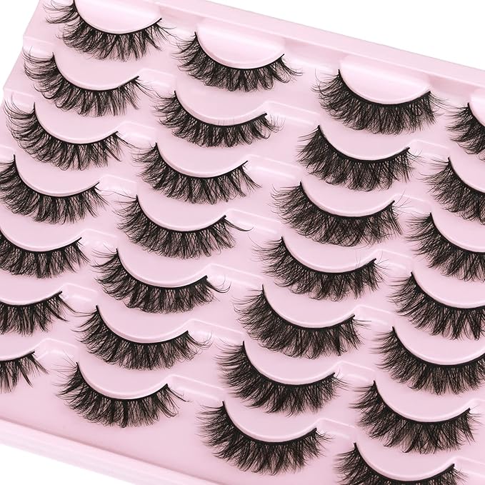 False Eyelashes Natural Look Faux Mink Lashes 12mm Short Wispy Lashes 5D Volume Strip Eye Lashes Pack by Kiromiro