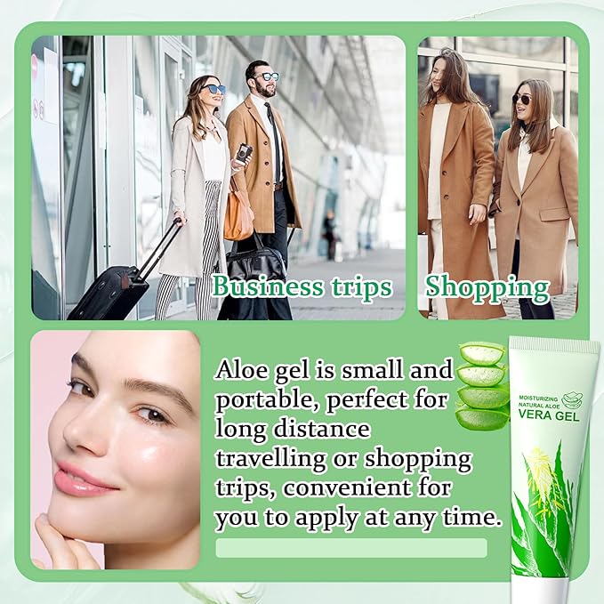 WENJLYJ 8PCS Aloe Vera Gel for Face & Skin,Organic Aloe Vera Gel,Hydrating After Sun Cream for Travel Size,Moisturizing Lotion for Skincare,After Sun Lotion for All Skin Type(D)