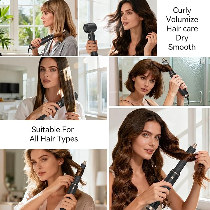 Blow Dryer Brush 5 in 1: Ionic Hot Air Styler Hair Dryer Brush Blow Dryer Set for Curling Volumizing Straightening Styling