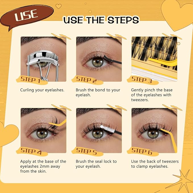 QUEWEL Fairy Lash Clusters Kit, 120pcs Manga Lash Clusters Kit Mix10-18mm Cluster Eyelash Extensions Kit With Lashes Bond and Seal, Lashes Clusters Tweezers for DIY Natural Lashes(FD-Fairy 3 Set)