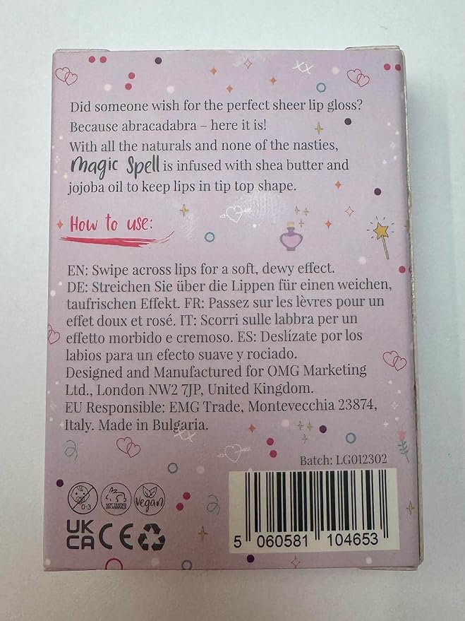 MISS NELLA Magic Spell Lip Gloss, Peach hydrating children Lip Gloss, watermelon scent, gentle on the skin. gives a sheer kiss of colour, with extra shine.