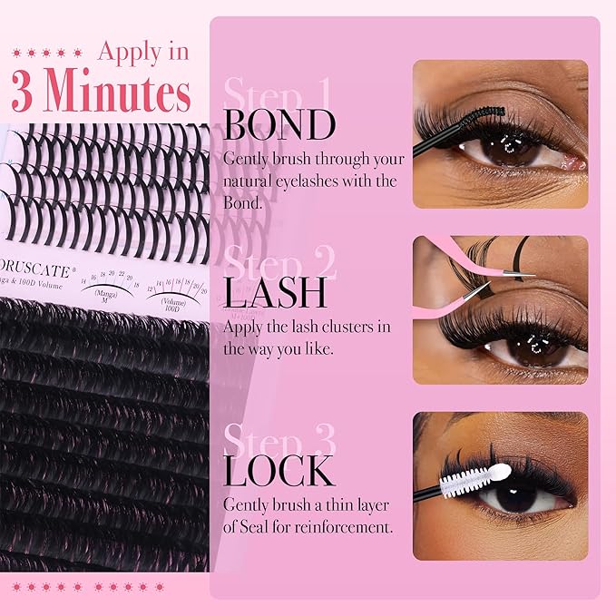 Lash Clusters 100D Long 12-20mm Lash Spikes Eyelash Clusters Volume Individual Lashes DIY Spiky Lash Extension Mega Cluster Eyelash Extensions Mink Strips Lashes Thick by CORUSCATE