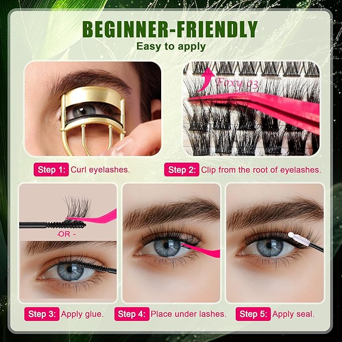 Lash Clusters - 0.05mm Wispy Fluffy Eyelash Clusters Natural lash extentions Biodegradable Volunm cluster eyelash extensions individual lashesLightweight Eyelashes for beginner DIY at Home