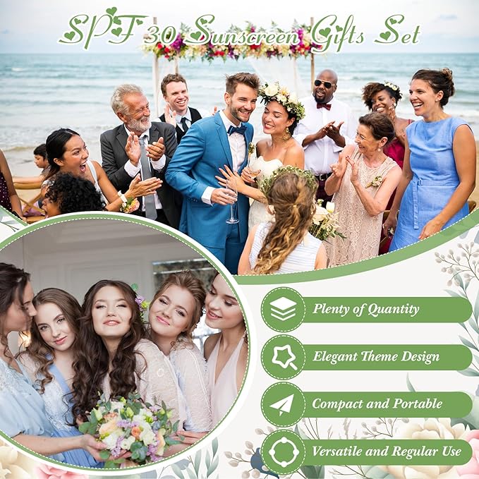 48 Pcs Mini Sunscreen Bulk for Summer Wedding Party SPF 30 Water Resistant Sunscreen Lotion Bulk 1oz Travel Size for Thank You Gifts Summer Beach Wedding Party Supplies