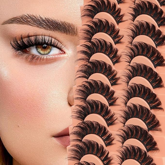 Veleasha Lashes D Curl Dramatic Lashes Fluffy Faux Mink Eyelashes V Shape Volume Eyelash Thick 11-18MM 3D Effect False Eyelashes (6D33)