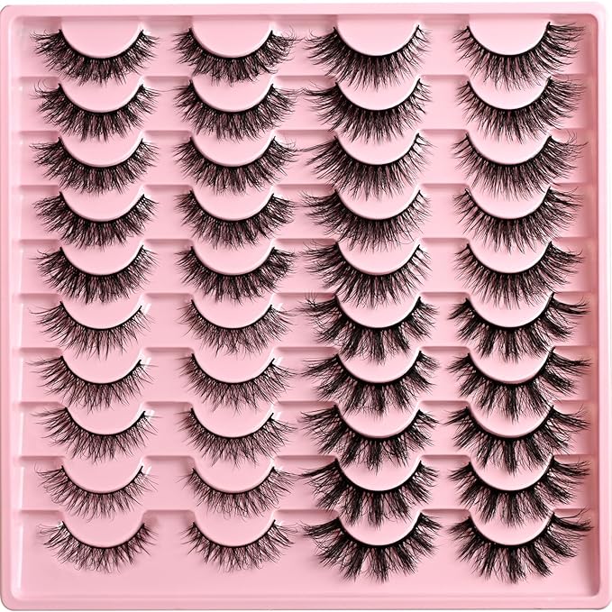 FARRED Lashes Wispy False Eyelashes 4 Styles Cat Eye Fake Lash Strips Natural Fluffy Soft Strip Eyelash Pack 20 Pairs Mink Short Cateye Lashes Natural Looking Wispies Easy Eye Lash for Beginners