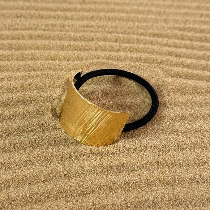 4PCS Golden Metal Hair Ties – No Damage Thick Band, High Elasticity, Durable, Stylish Golden Geometric Ponytail Holders Hair Accessories for Women