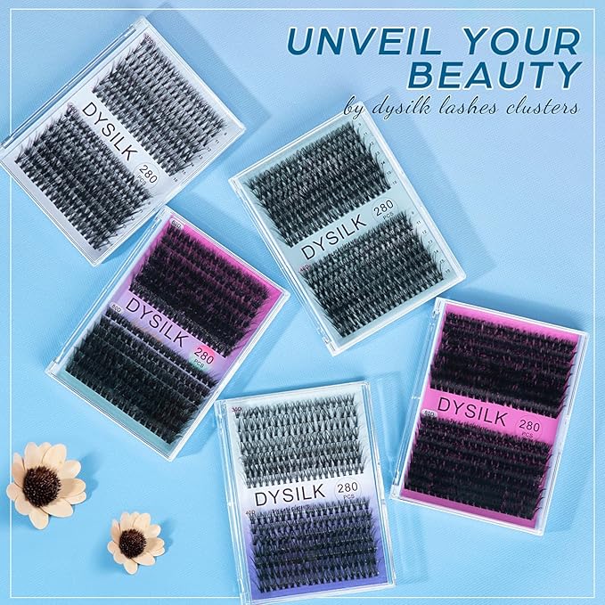 DYSILK Lashes Clusters Individual Lashes - Fluffy Lash Clusters 280pcs DIY Lash Extension Mink Eyelash Clusters Wispy 10-16mm Volume Lash Clusters C Curl Reusable (60D+80D-Fluffy-10-16mm Mix)