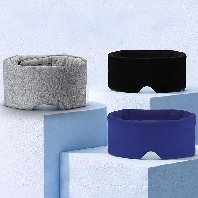 Cotton Sleep Eye Mask for Men, 100% Blocking Light Eye Mask Sleeping for Side Sleeper, Soft Zero Pressure Cooling Blackout Eye Covers for Sleeping, Sleep Mask fits All Heads Adjustable(Blue)