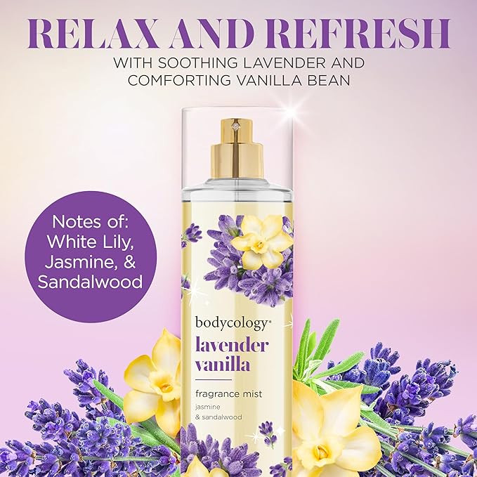 Bodycology Long-Lasting Fragrance Body Mist, Lavender Vanilla, 8 fl oz