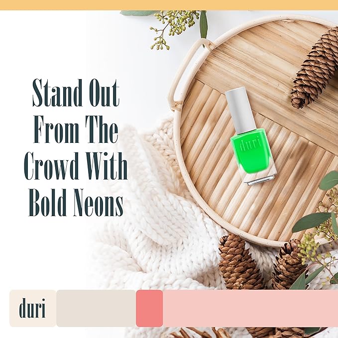 duri 159N Piranha - Neon Lime Green Nail Polish, Matte Finish, Quick Drying, 0.45 Fl Oz