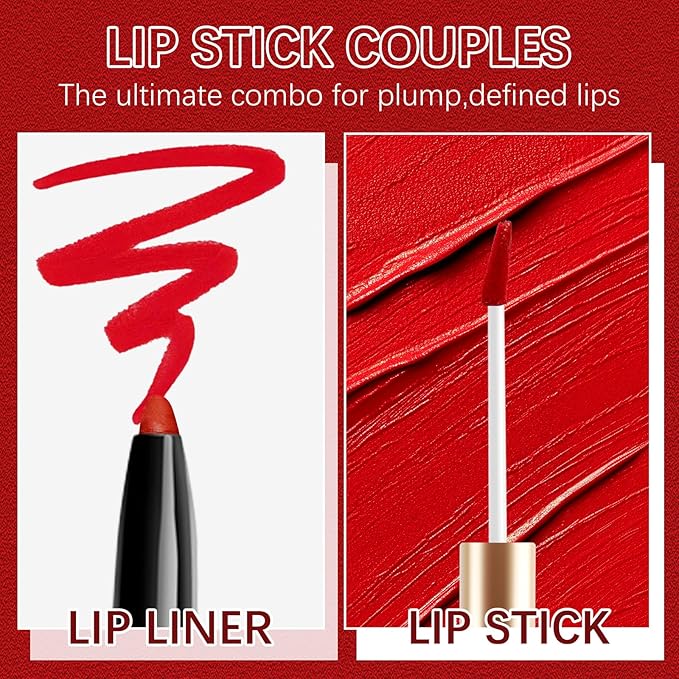 QueenDiary Lip Gloss and Liner Makeup Set, Lifter Gloss and Lifter Liner in Petal and Line Leader Shades (Natural and fresh)