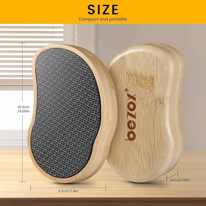 BEZOX Nano-Glass Pumice Stone for Feet Dead Skin, Eco-Friendly Pedicure Foot File Callus Remover - Bamboo Handle